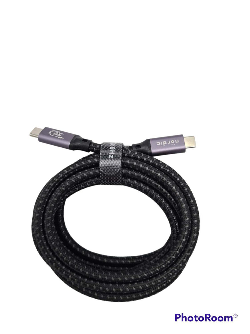 NÖRDIC 50 cm USB-C til C nylonflettet kabel hurtigopladning med PD3.1 240W 48V 5A med Emarker