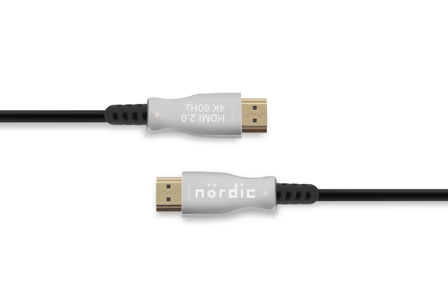 NÖRDIC 5m Active AOC Fiber Optisk HDMI 2.0 4K 60Hz 18Gbps EDID CEC HDR ARC Dolby DTS-HD