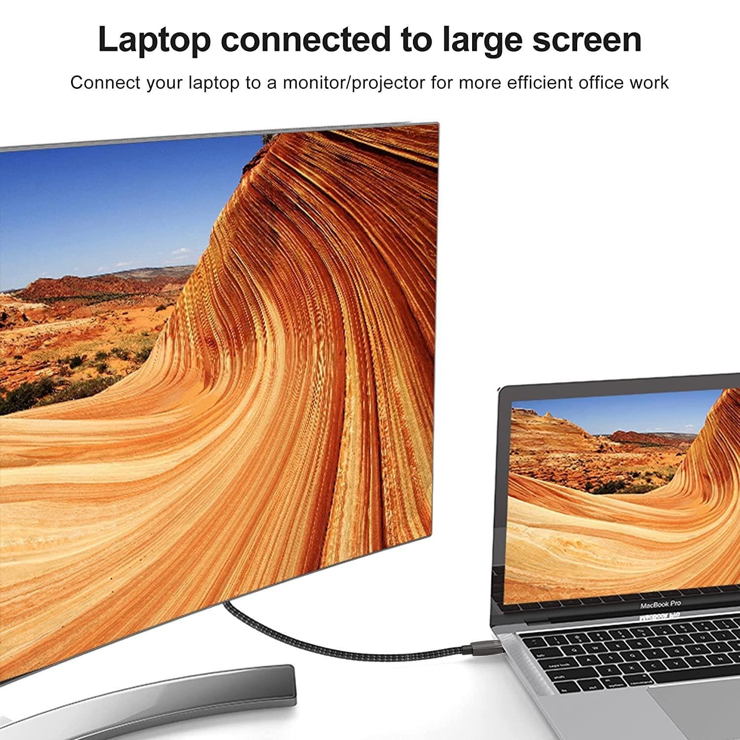 NÖRDIC 5m kabel USB-C til HDMI 2.1 8K30Hz 4K120Hz 48Gbps HDR kompatibel med Thunderbolt 3 og 4