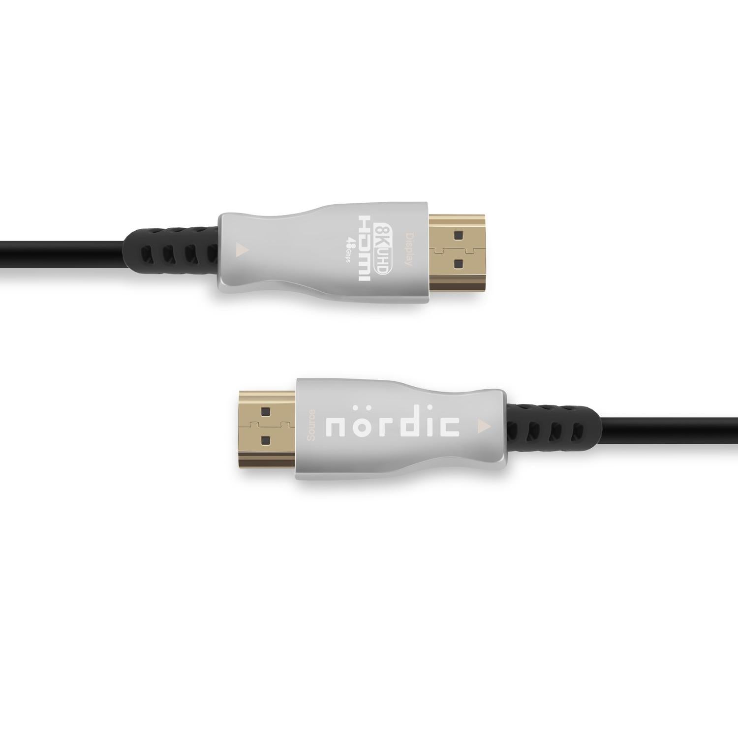 NÖRDIC 7,5 m aktivt AOC optisk fiberkabel HDMI 2.1 8K 60Hz 4K 120Hz 48Gbps Dynamic HDR, eARC, VRR kompatibel