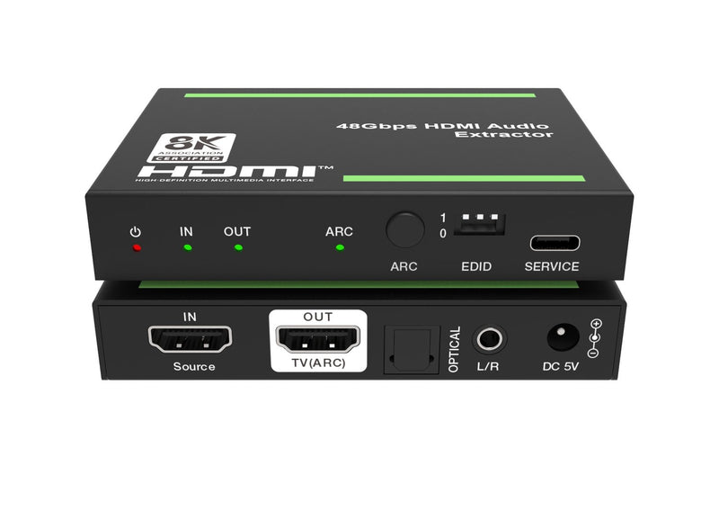 NÖRDIC 8K HDMI 2.1 ARC Extractor - SPDIF + 3,5 mm ekstraktion, HDMI CEC Dolby Digital/DTS, Atmos, Dolby Vision, HDR10+