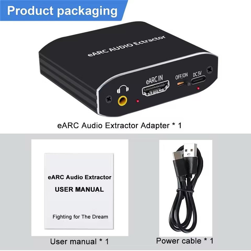 NÖRDIC 8K HDMI 2.1 eARC/ARC Extractor, HDMI eARC/ARC til HDMI 7.1CH Dolby Atmos, Koaksial, S/PDIF, AUX