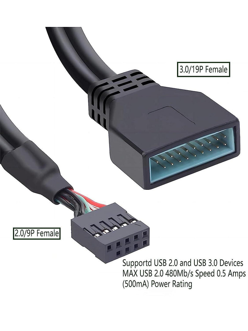 NÖRDIC 9 PIN USB2.0 til 20/19pin USB 3.0 adapter 12cm