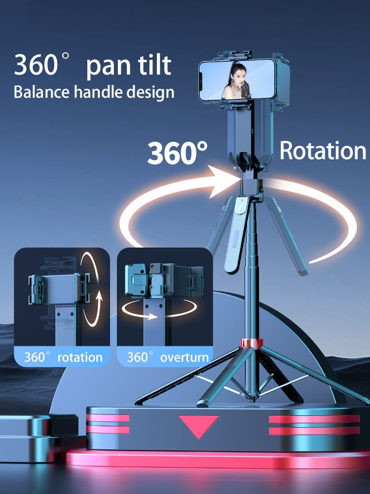 NÖRDIC AI Auto Face Tracking Selfie Stick – 360° rotation + 270° tilt, 4-i-1 telefonstativ, 180 cm stativ i aluminiumlegering med 4 ben