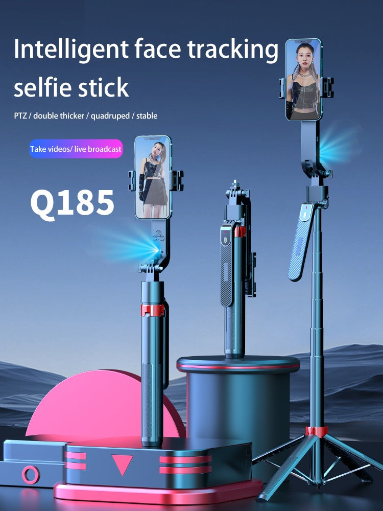 NÖRDIC AI Auto Face Tracking Selfie Stick – 360° rotation + 270° tilt, 4-i-1 telefonstativ, 180 cm stativ i aluminiumlegering med 4 ben