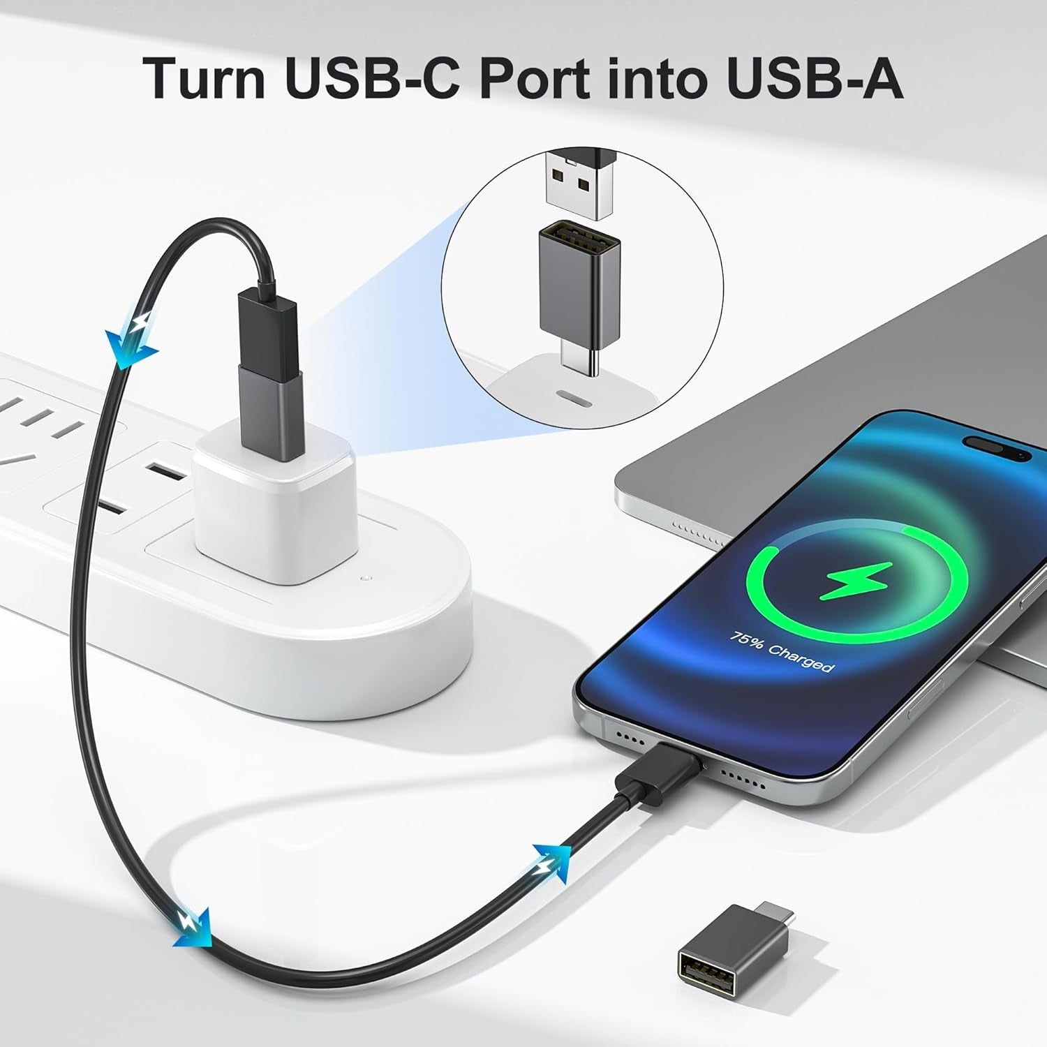 NÖRDIC A USB 3.0 OTG USB hun til C mandlige adapter metal sort