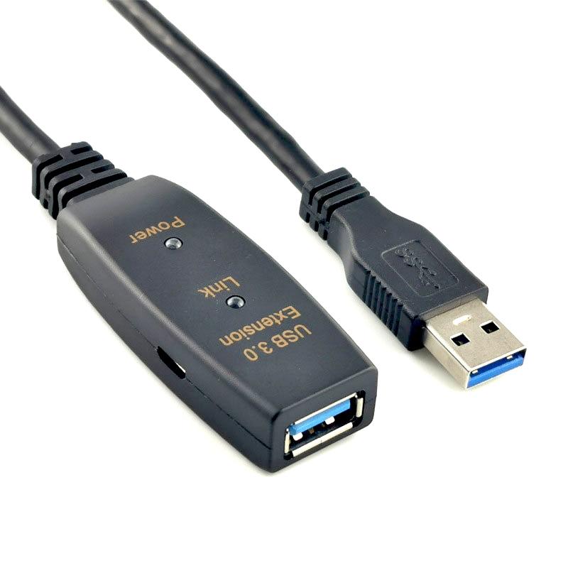 NÖRDIC Active 20m USB3.1 forlængerkabel 5Gbps USB A han til hun til Xbox, PS5, Oculus, printer, scanner, Playstation, VR USB forlængerkabel