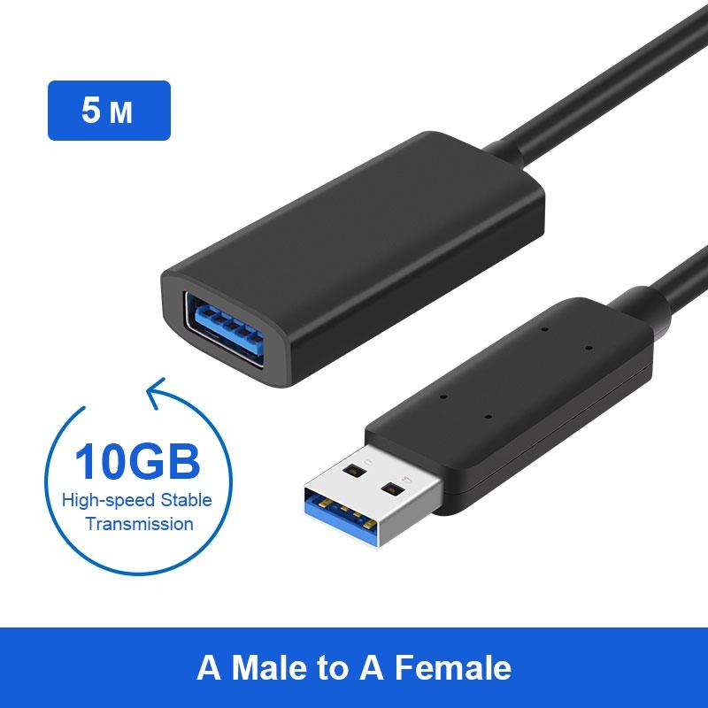 NÖRDIC Active 5m USB3.2 10Gbps USB-A forlængerkabel til Xbox, PS5, Oculus, printer, scanner, Playstation, VR USB-forlængerkabel