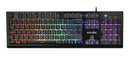 NÖRDIC Backlit Wired RGB Gaming Keyboard, NÖRDIC, Membran Switch, Anti-Ghosting Keys, Medietaster, Aluminium, ABS Plast, USB