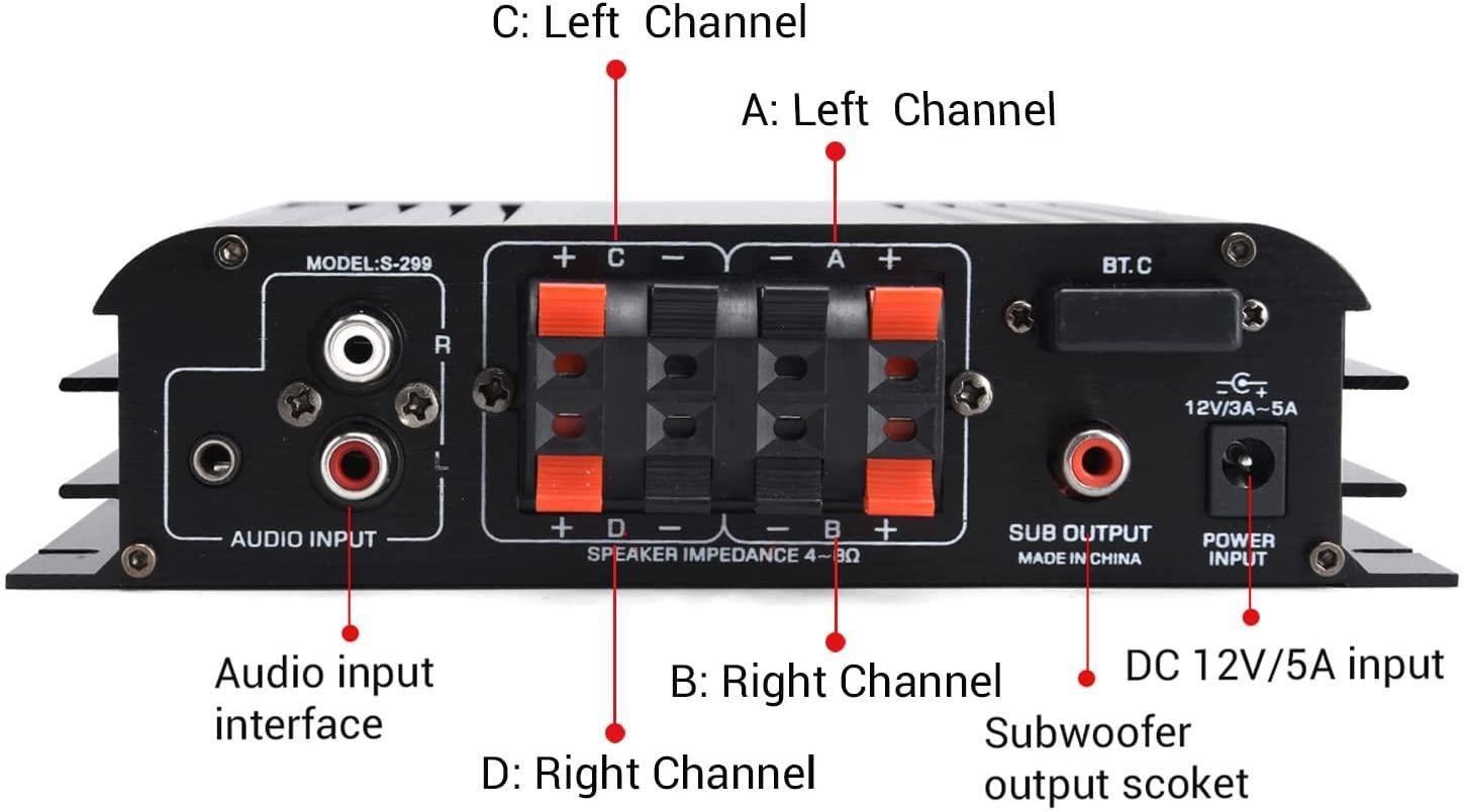 NÖRDIC Bluetooth 5.0 stereo 2.1 forstærker 4X40W + 50W RMS forstærker 2 højttalere og subwoofer med USB og SD media player input