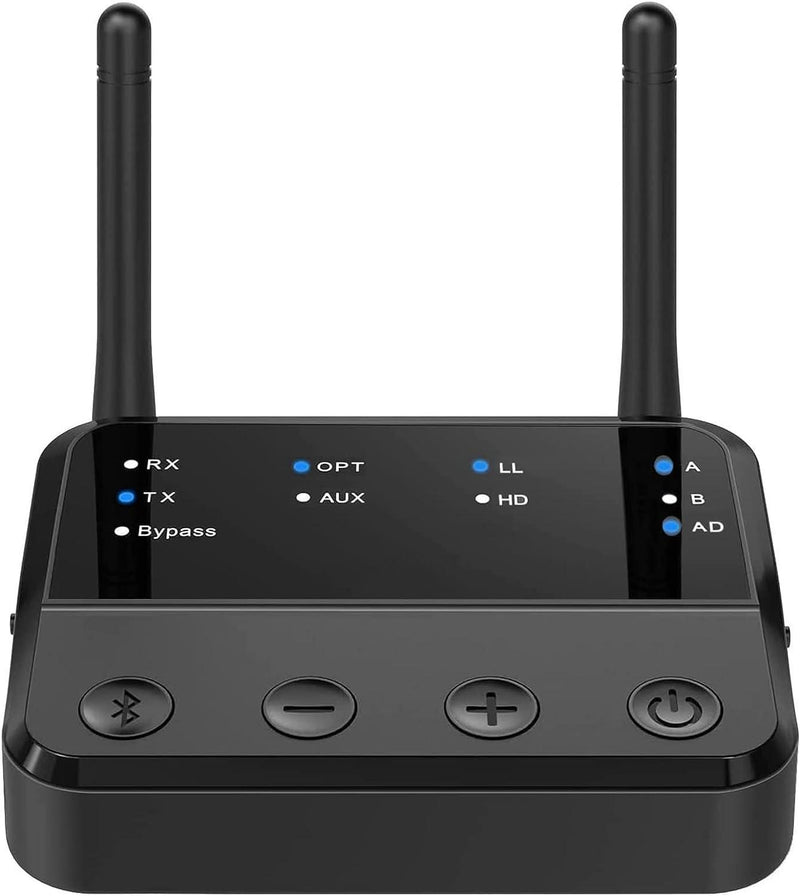 NÖRDIC Bluetooth 5.2 trådløs sender dual link modtager DAC Qualcomm aptXLL aptX HD 3,5 mm AUX RCA optisk