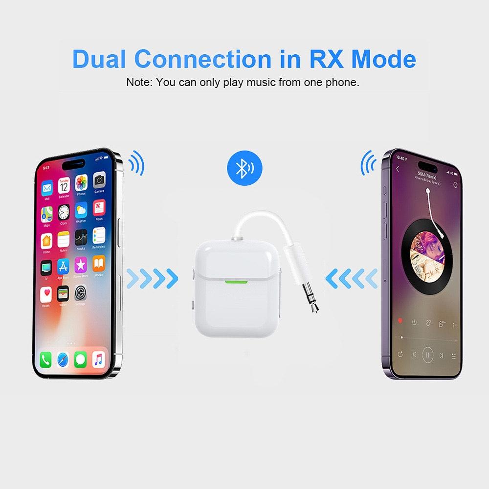 NÖRDIC Bluetooth 5.4-sender og modtager til fly og TV, op til 2 enheder, understøtter aptX LL, aptX Adaptive, aptX HD