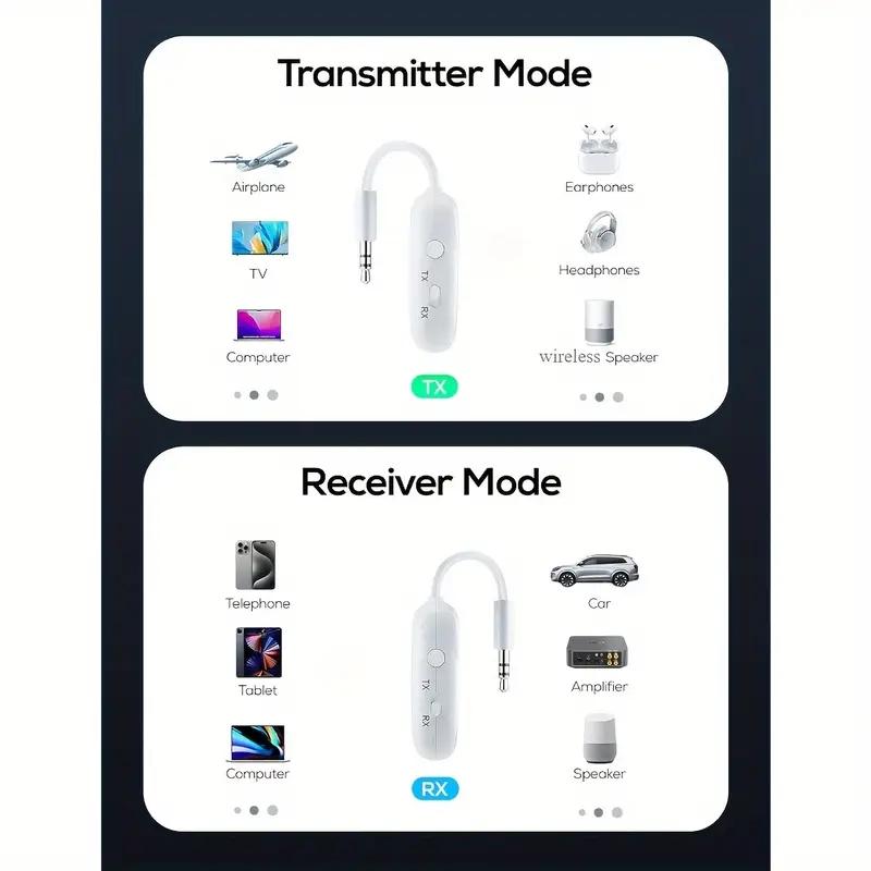 NÖRDIC Bluetooth 5.4-sender og modtager til fly og TV, op til 2 enheder, understøtter aptX LL, aptX Adaptive, aptX HD