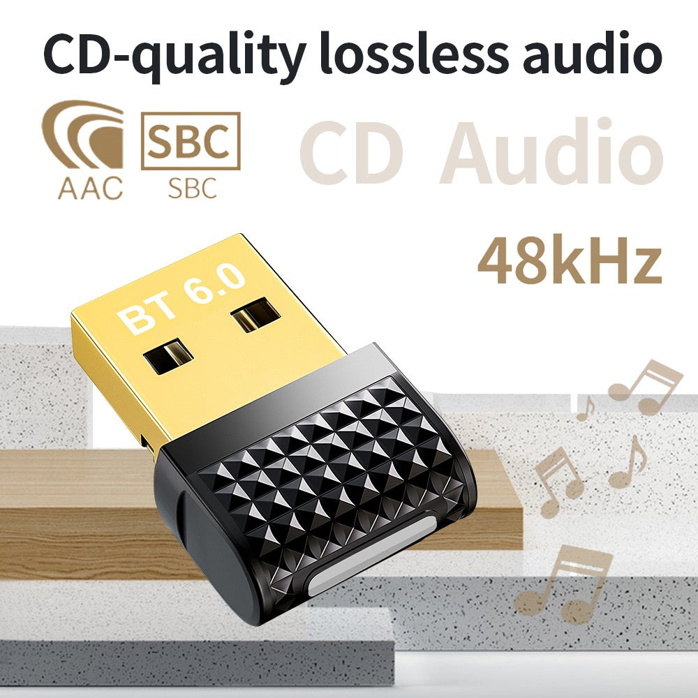 NÖRDIC Bluetooth 6.0 trådløs Bluetooth-dongle/modtager, Plug and Play, Windows 11/10/8.1, til controller, hovedtelefoner, tastatur, mus