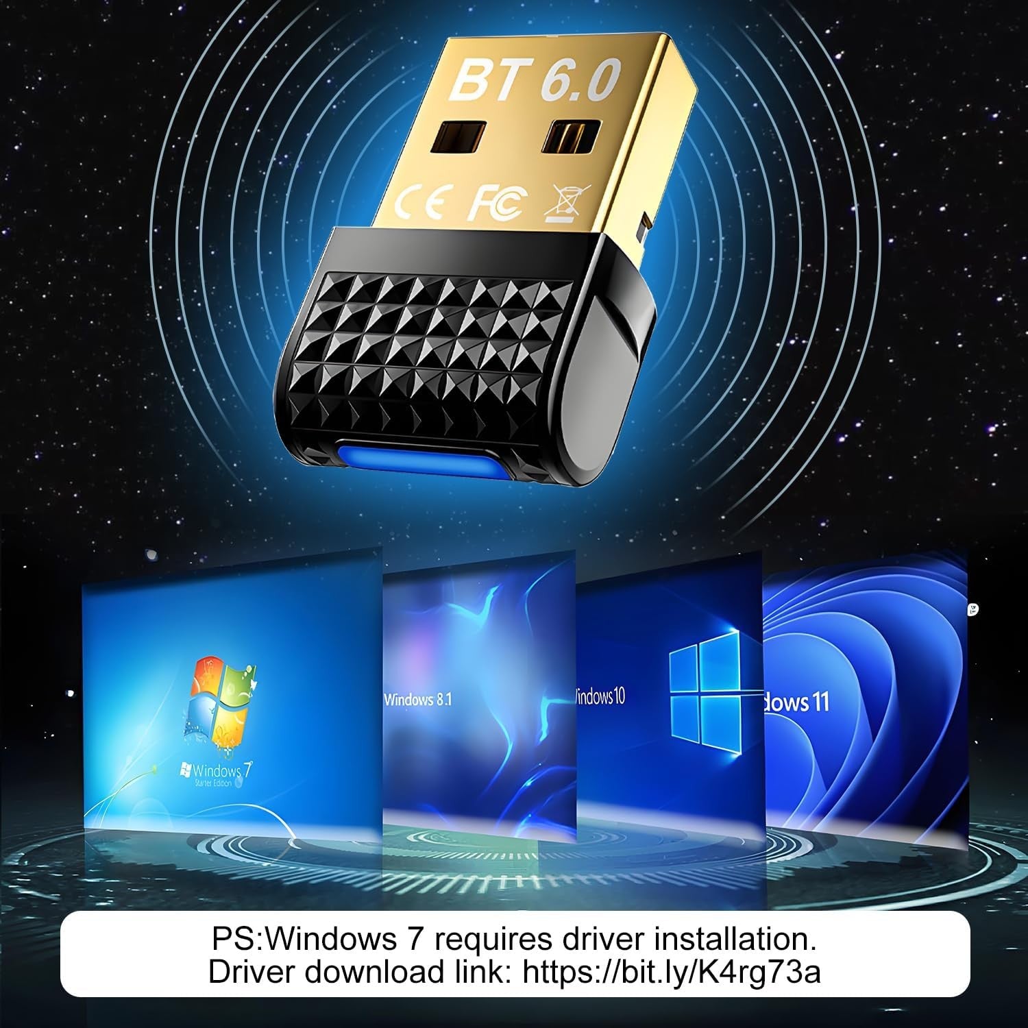 NÖRDIC Bluetooth 6.0 trådløs Bluetooth-dongle/modtager, Plug and Play, Windows 11/10/8.1, til controller, hovedtelefoner, tastatur, mus