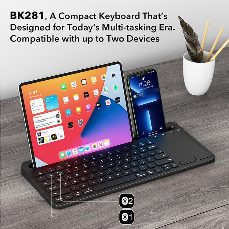 NÖRDIC Bluetooth-tastatur med touchpad, amerikansk layout 78 taster