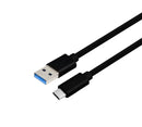 NÖRDIC C 1m USB-kabel til USB A USB3.1 Gen1 hurtig opladning 60W 5Gbps 3A, Nylon Flettet sort