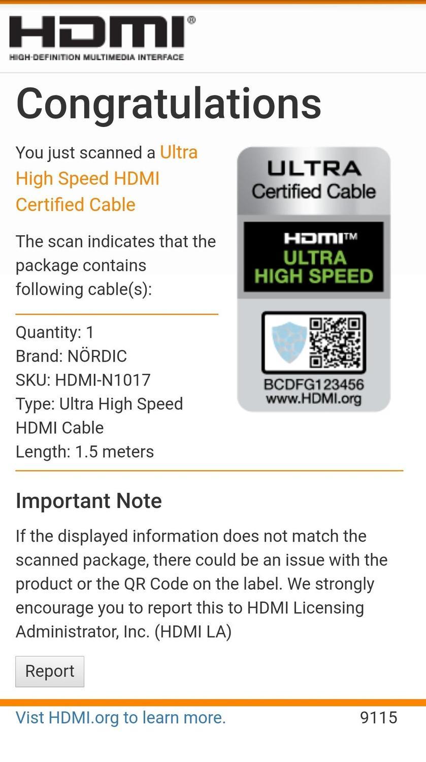 NÖRDIC CERTIFIED CABLES 1.5m HDMI 2.1 Ultra High Speed 8K 60Hz 4K 120Hz 48Gbps Dynamisk HDR Earc Game Mode VRS Dolby atmos nylon Flettet Forgyldt