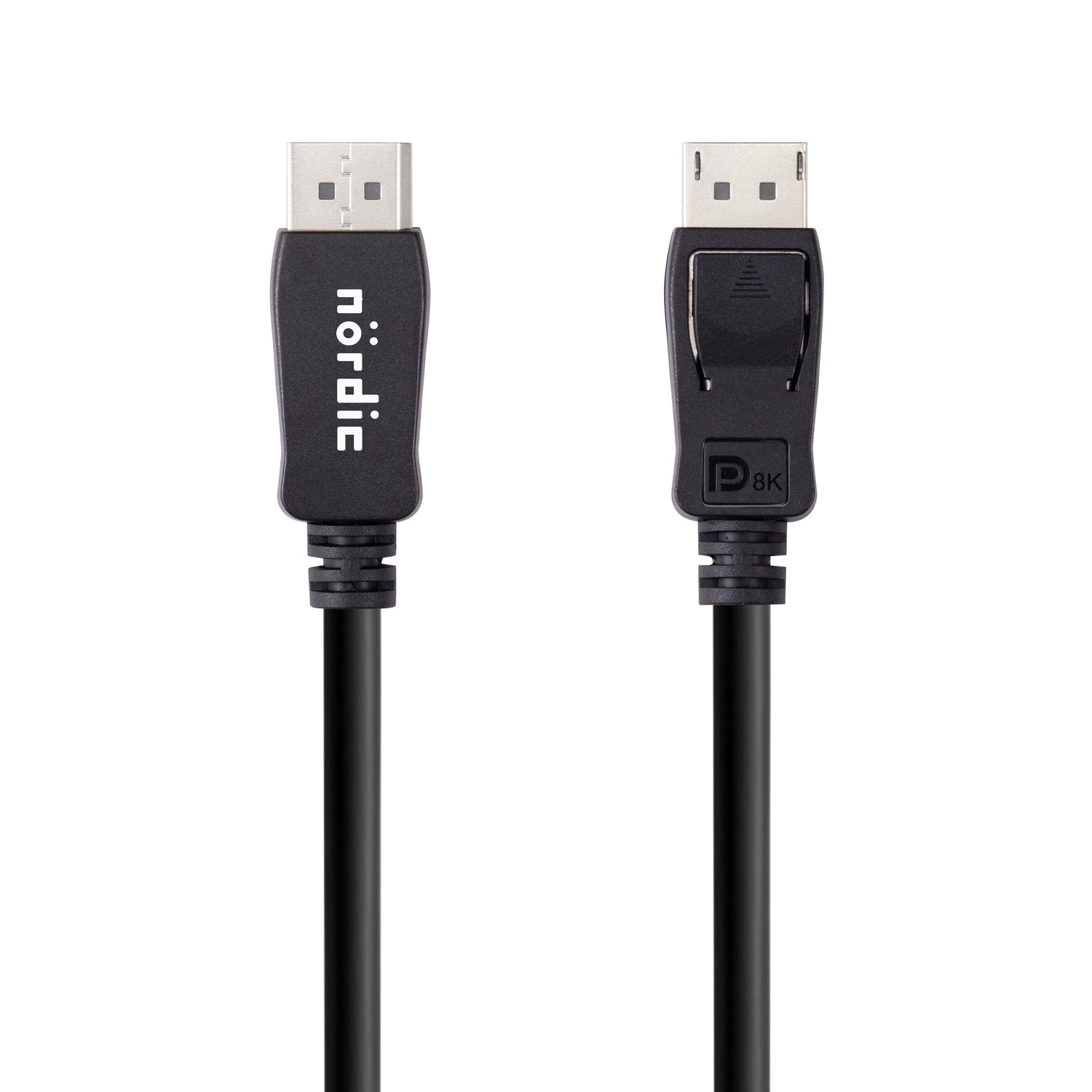 NÖRDIC CERTIFIED CABLES 2m nylonflettet Displayportkabel 1.4 UHD 8K60Hz 4K144Hz HBR3 32,4Gbps 10-bit HDR PVC
