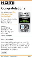 NÖRDIC CERTIFIED CABLES 50cm Ultra High Speed HDMI 4K 8K 60Hz 120Hz 48 Gbps Dynamic HDR eARC VRR nylon flettet kabel Forgyldte kontakter HDMI 2.1