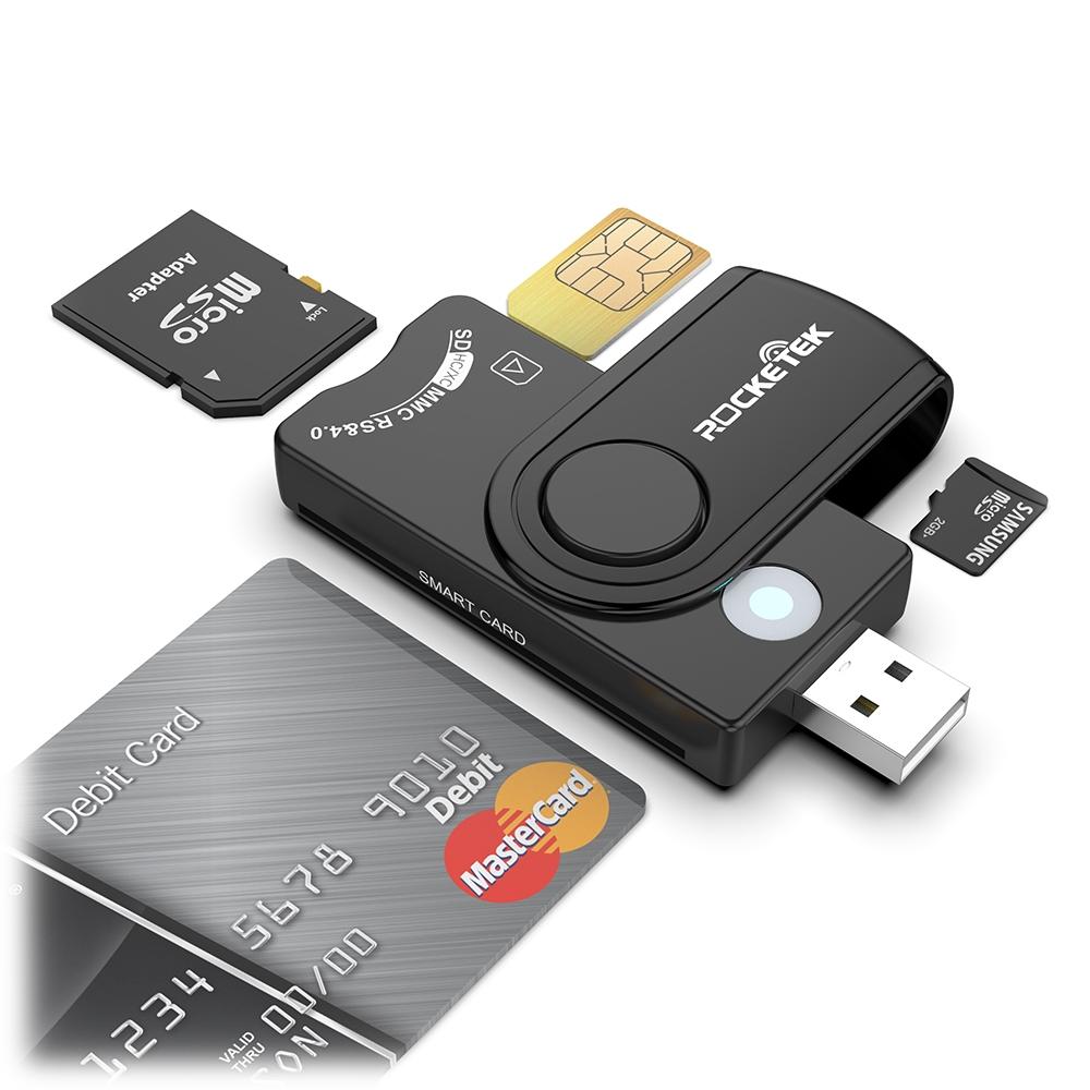 NÖRDIC 4 i 1 kortlæser Smart Card SIM-kort SD og TF/MicroSD USB-A UHS-I