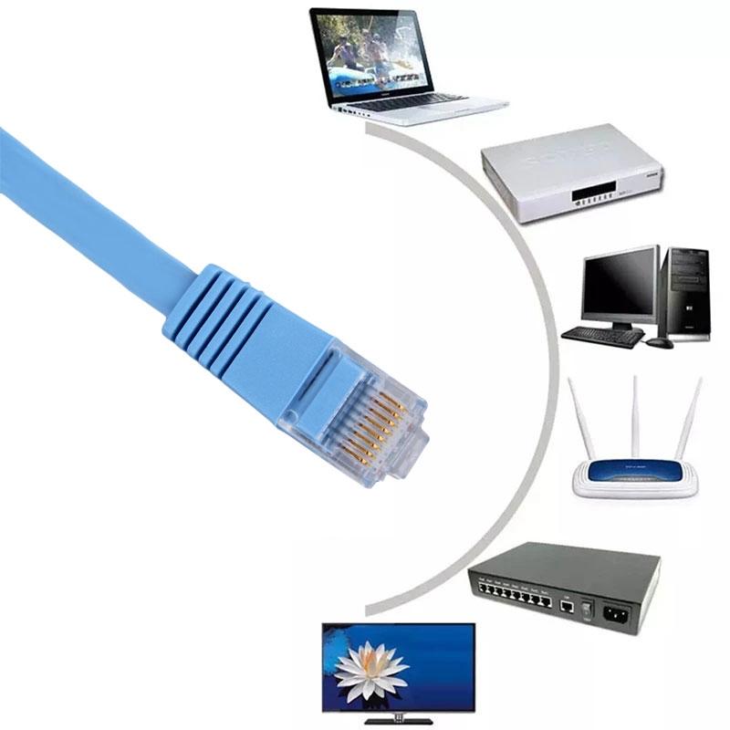 NÖRDIC Cat6 U / UTP fladt netværkskabel 5m 250MHz båndbredde og 10Gbps transmissionshastighed blå