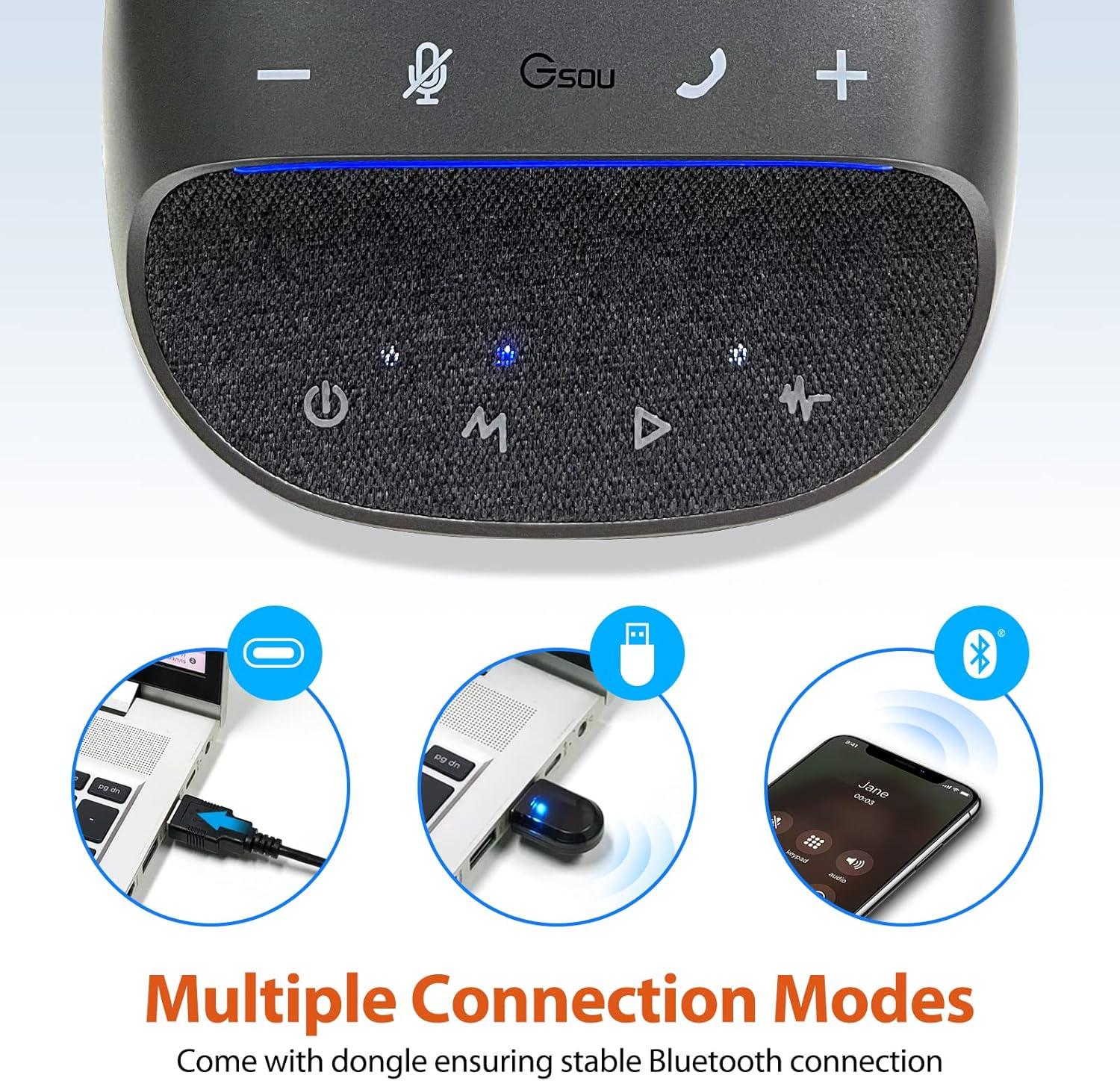 NÖRDIC Konferencehøjttaler med Bluetooth USB-adapter og 4 mikrofoner til PC, Støjreduktion
