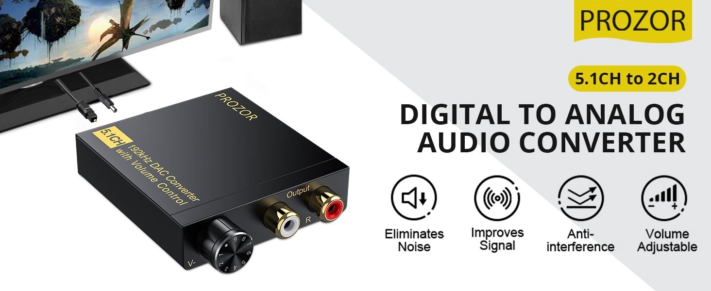 NÖRDIC Digital til Analog DAC 192Khz 5.1CH Koaksial Toslink DTS Dolby AC3