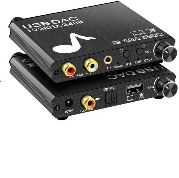 NÖRDIC DAC digital til analog konverter med USB med BASS og volumenkontrol Digital SPDIF Koaksial og USB til Analog L / R og 3,5 mm stereo