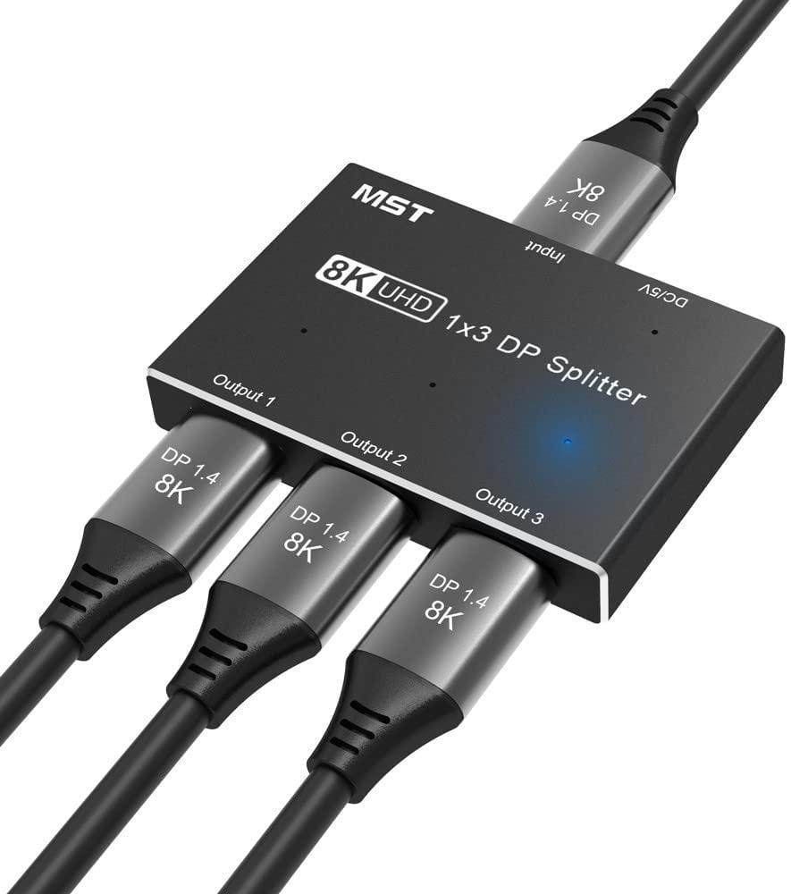 NÖRDIC Displayport splitter 1 til 3 8k30Hz 4K120Hz MST