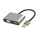 NÖRDIC En USB til HDMI 1080P og 1080P VGA understøtter to skærme til spejlet og Udvidet modus 10cm kabel Aluminium Space Grey