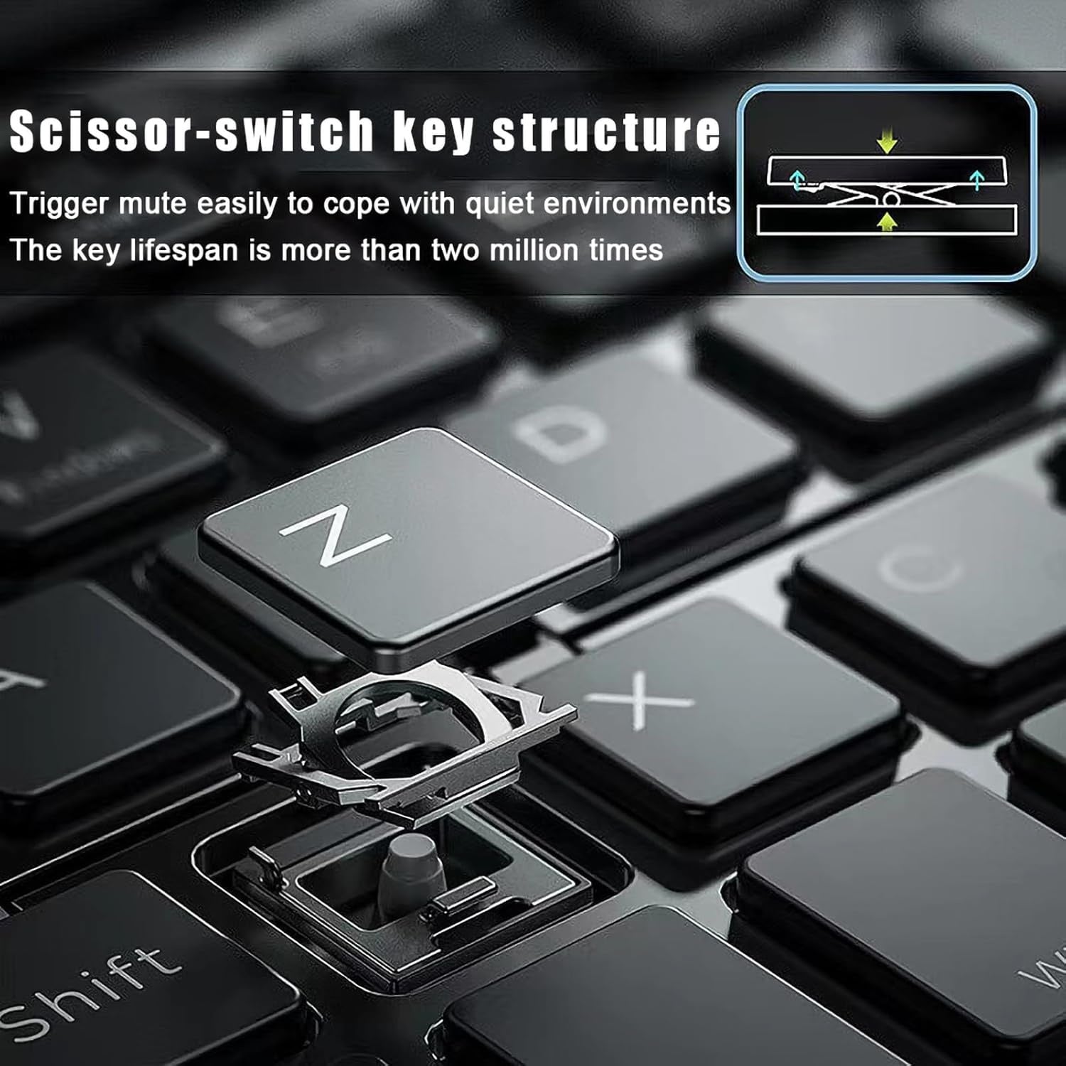 NÖRDIC Foldbart Slim Bluetooth-tastatur i lommestørrelse, kompatibelt med iOS, Android og Windows, til smartphone, tablet, iPad, iPhone og laptop, US-layout