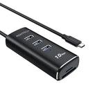 NÖRDIC Gen2 3.2 USB-C 3port Hub 10Gbps 1m kabel 3xUSB-A 1xSD 1xTF kortlæser