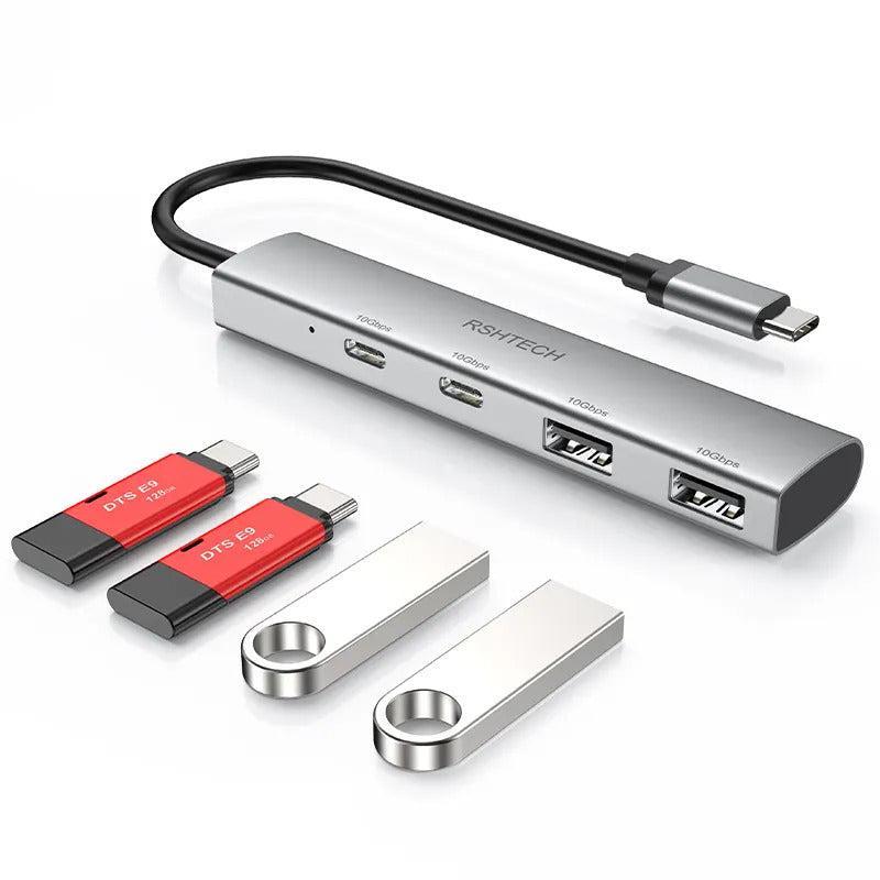 NÖRDIC Gen2 3.2 USB-C 4-ports Hub 10Gbps 20cm kabel 2xUSB-A 2xUSB-C