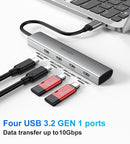 NÖRDIC Gen2 3.2 USB-C 4-ports Hub 10Gbps 19cm kabel 4xUSB-C