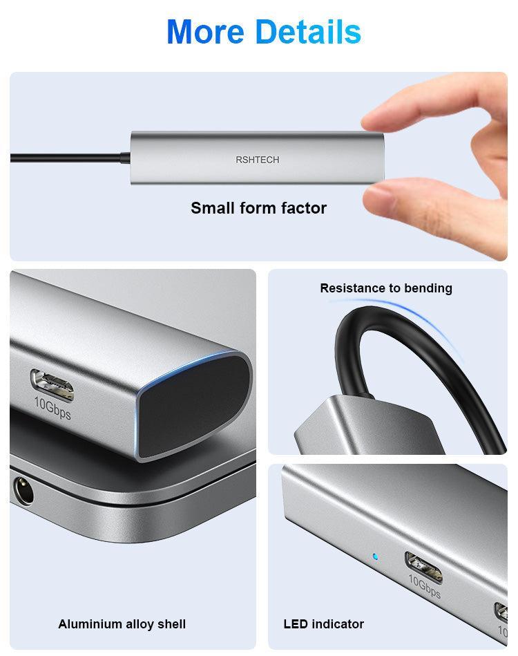 NÖRDIC Gen2 3.2 USB-C 4-ports Hub 10Gbps 19cm kabel 4xUSB-C