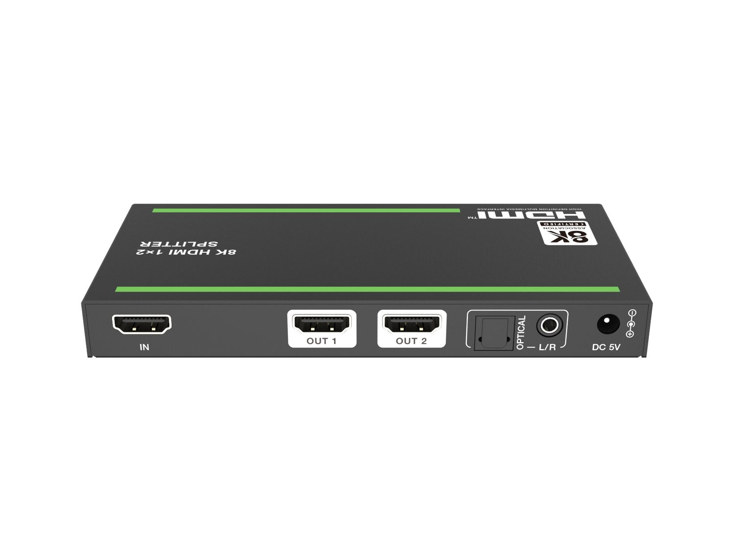 NÖRDIC 8K HDMI 2.1 Splitter 1 til 2 & Extractor Optisk SPDIF & Stereo HDR EDID Dolby Atmos, True HD, Digital Plus, DTS-HD Master