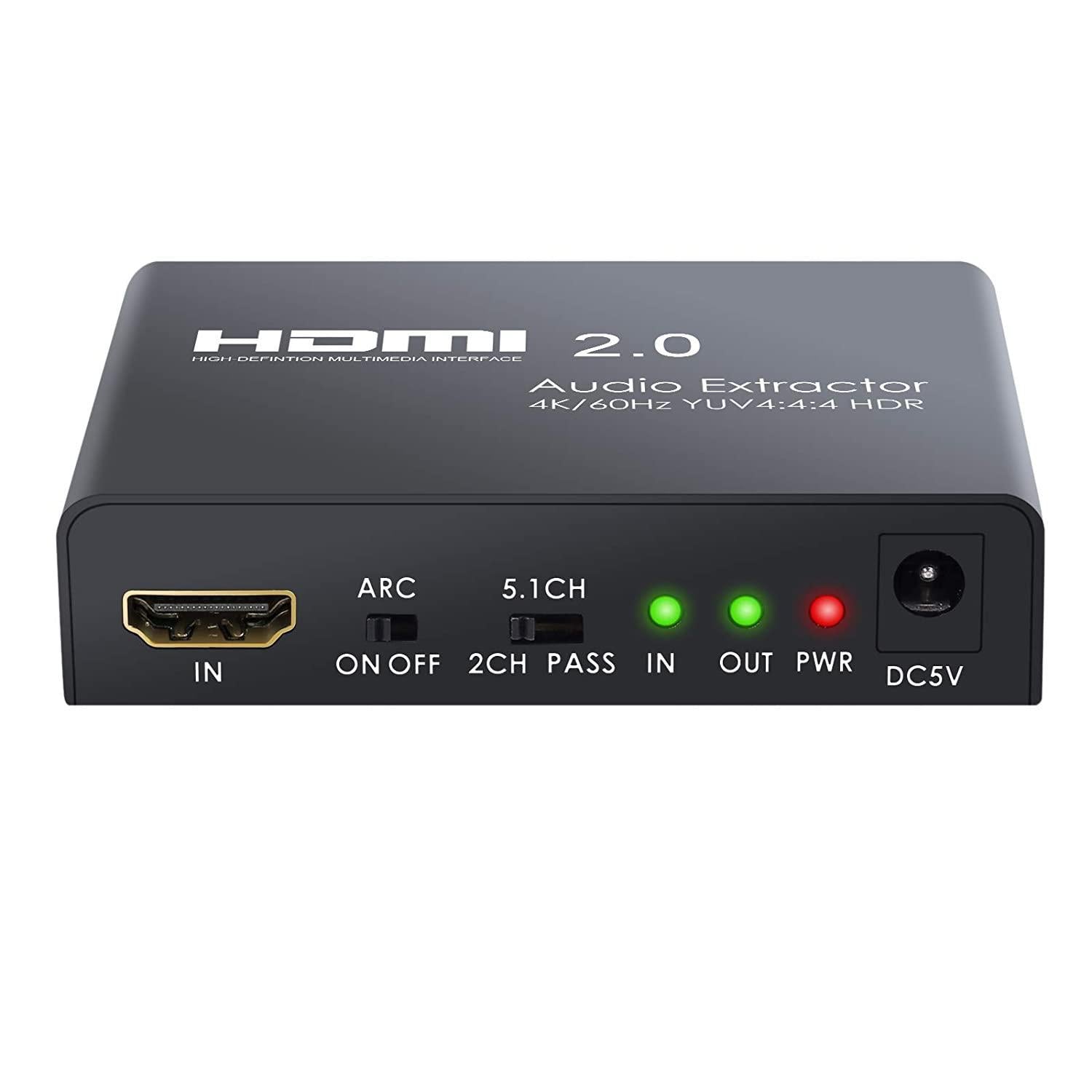 NÖRDIC HDMI 2.0 bue 4k 60Hz HDR Extractor YUV4: 4: 4 HDMI input til HDMI, SPDIF, R / L og AUX OUTPUT ARC konverter