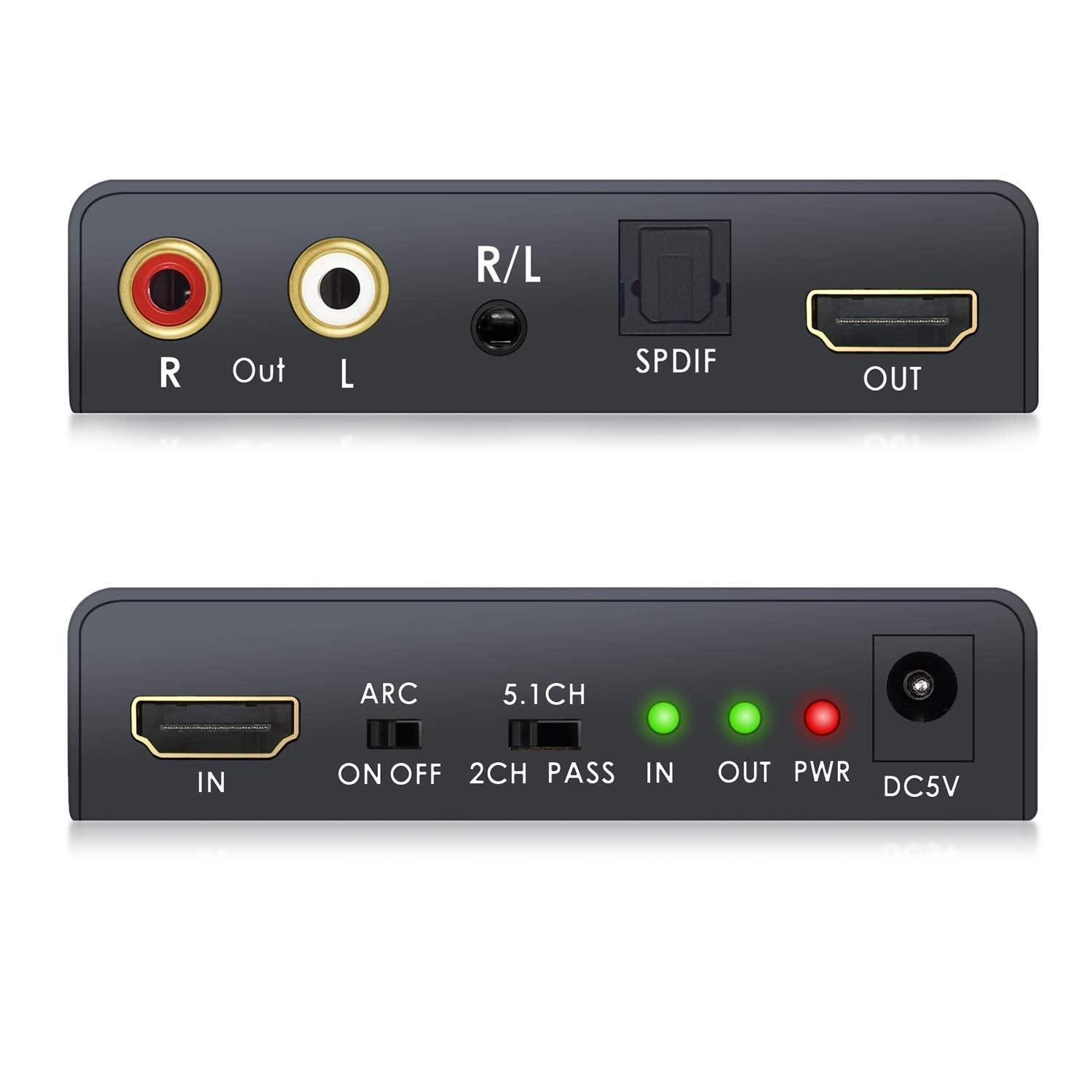 NÖRDIC HDMI 2.0 bue 4k 60Hz HDR Extractor YUV4: 4: 4 HDMI input til HDMI, SPDIF, R / L og AUX OUTPUT ARC konverter