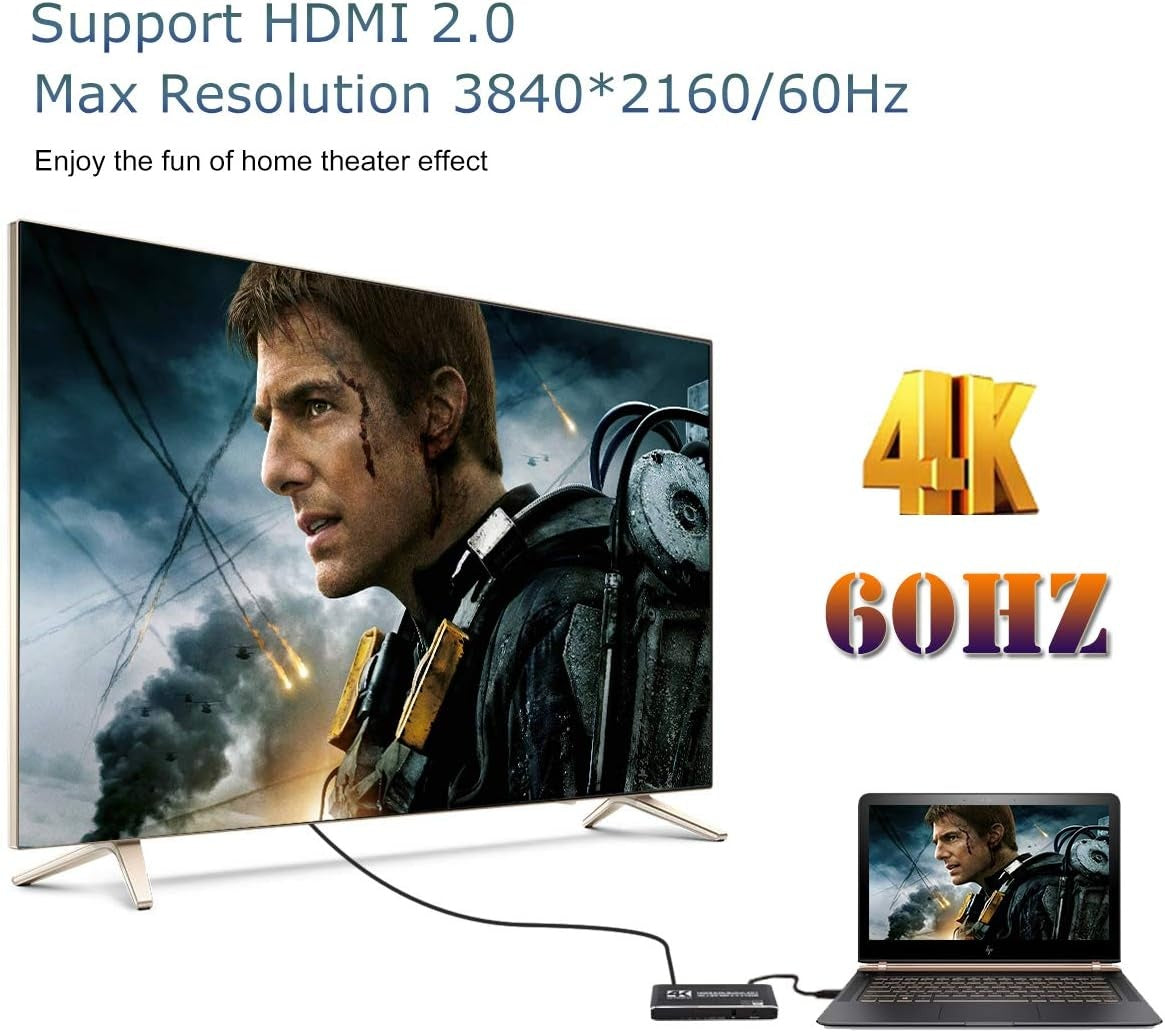 NÖRDIC HDMI 2.0 4x1 Switch 4K60Hz med fjernbetjening