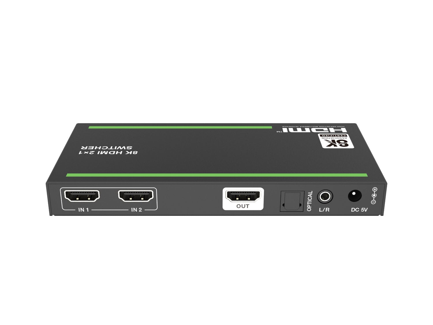 NÖRDIC 8K HDMI 2.1 Switch og Extractor 2 til 1 8K60Hz 4K120Hz CEC HDR Dolby Atmos, True HD, Digital Plus, DTS-HD Master