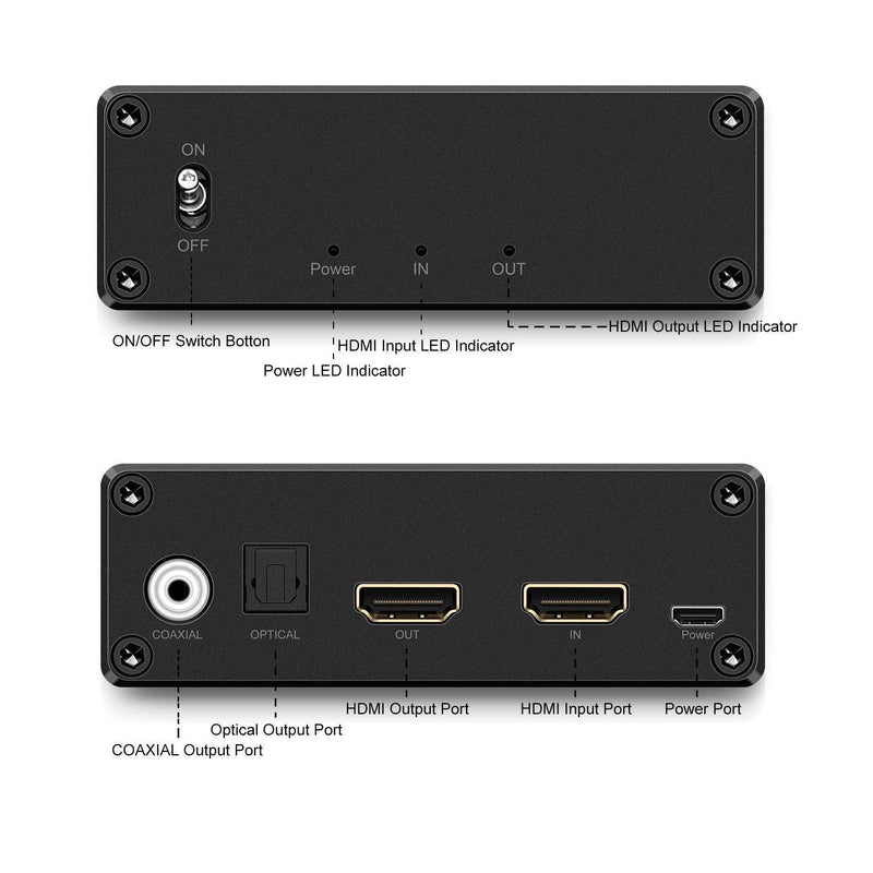 NÖRDIC HDMI AUDIO EXTRACTOR 5.1, 1XHDMI indgang til 1xHDMI 2,0 4K i 60 Hz, Digital (TOSLINK) og koaksial lydudgang. Xbox One, PS3 / PS4, Apple TV