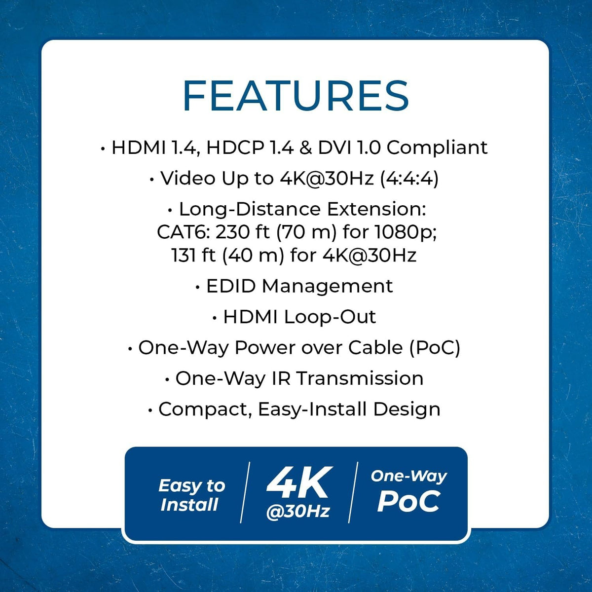 NÖRDIC HDMI Cat6 förlängning 40m 4K30Hz HD med loop EDID funktion HDMI Extension