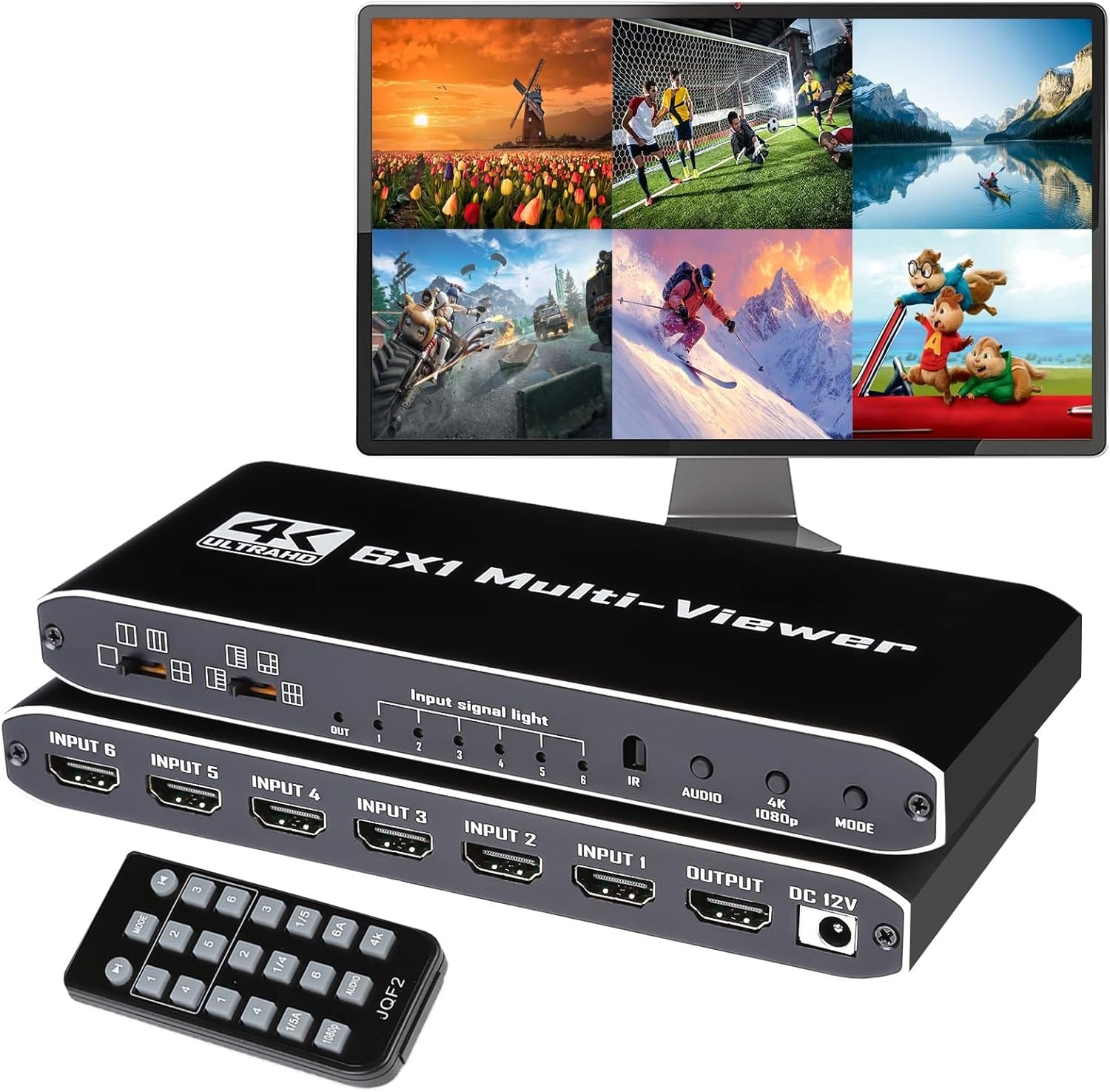 NÖRDIC HDMI Multi-Viewer 6 in 1 Out Seamless Switcher 1080P HDMI HUB Switcher for Multiple Inputs Splitter for Multiple Monitors