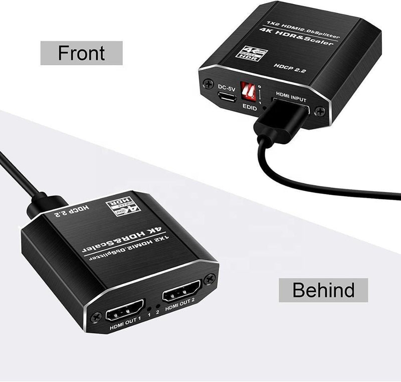 NÖRDIC HDMI Splitter 1-2 4K 60Hz HDCP2.2 18Gbps HDMI-kabler i billederne ikke inkluderet