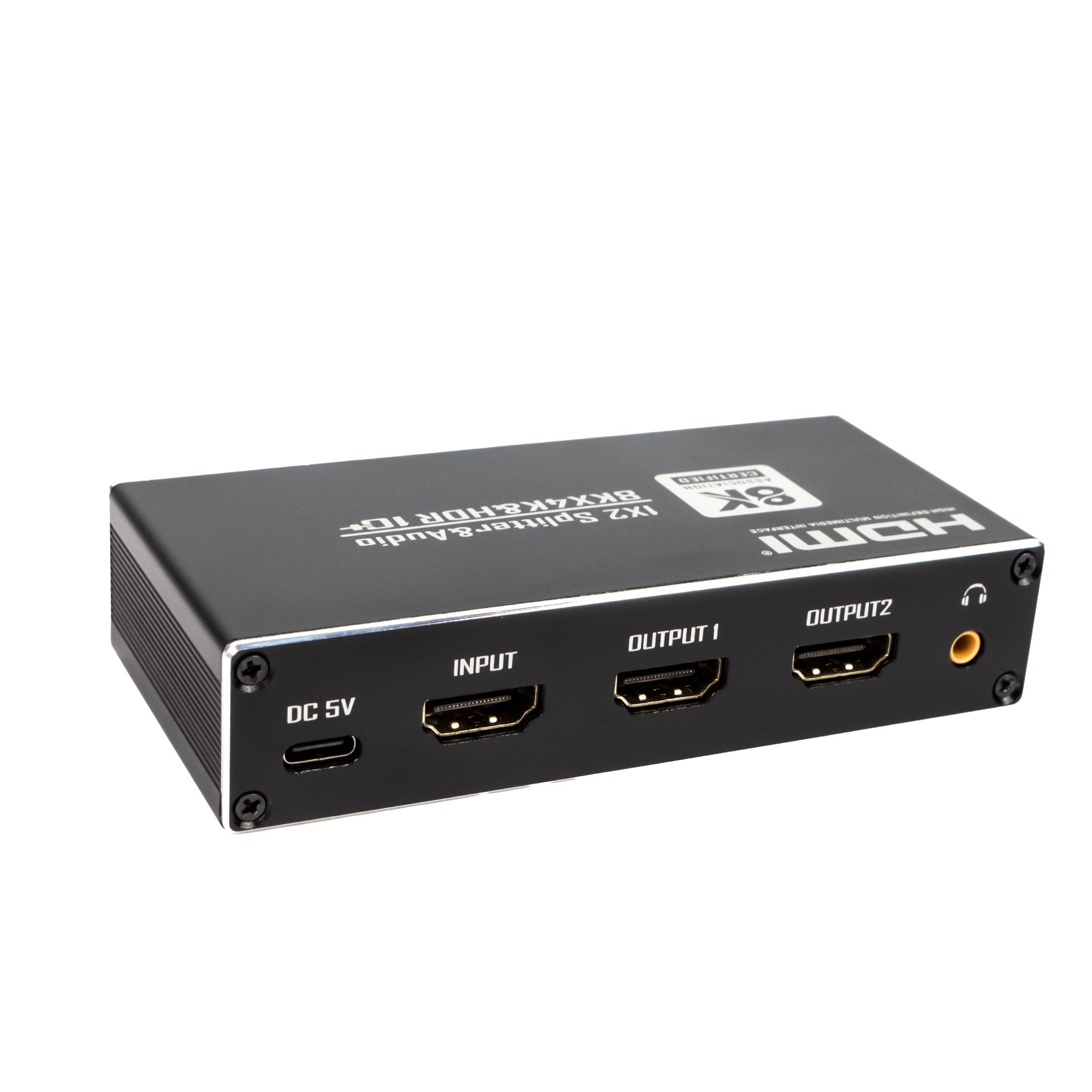 NÖRDIC HDMI Splitter 8k60hZ 1 to 2 with Audio Extractor SPDIF, Coaxial och stereo