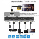 NÖRDIC HDMI 2.1 Switch 4 til 1 8K60Hz 4K120Hz CEC HDR Dolby Atmos, True HD, Digital Plus, DTS-HD Master