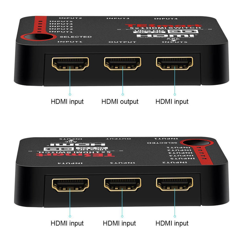 NÖRDIC HDMI Switch 5 til 1 støtte til 4K 30Hz Full HD 1080p 3D ARC 10,2Gbps