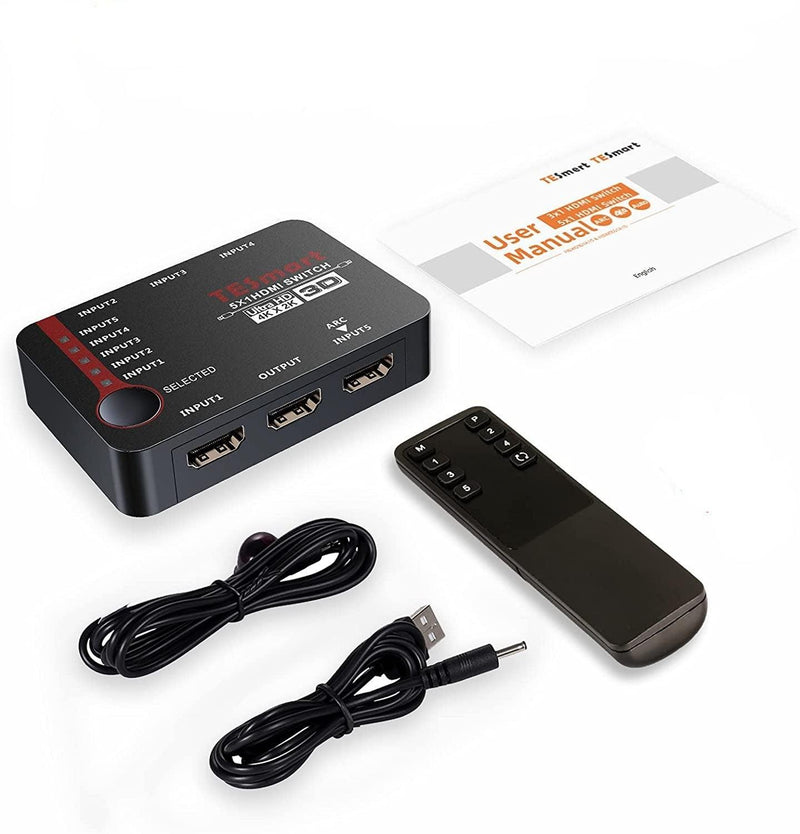 NÖRDIC HDMI Switch 5 til 1 støtte til 4K 30Hz Full HD 1080p 3D ARC 10,2Gbps