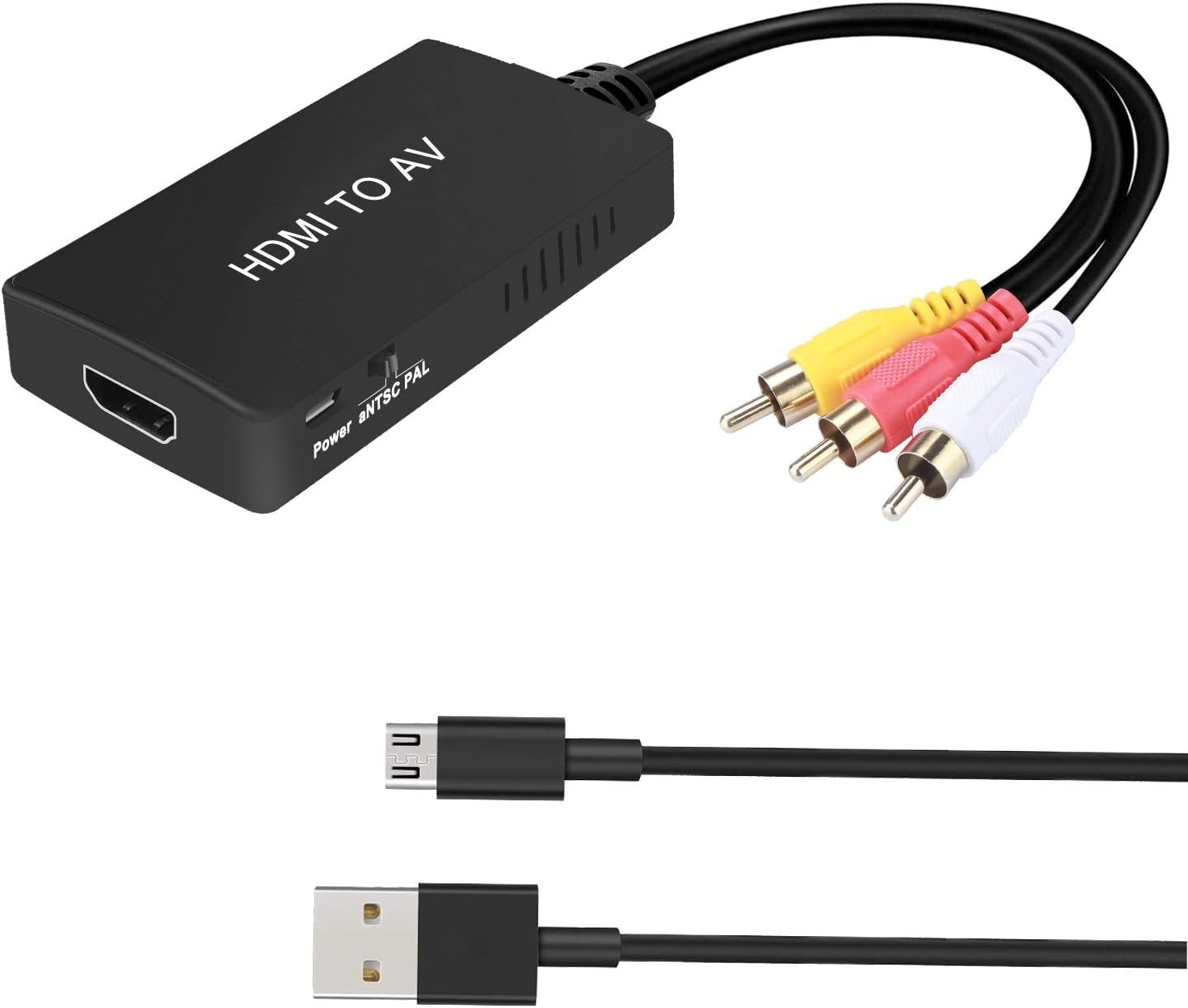 NÖRDIC HDMI til AV 3xRCA CVBS composite video-adapter med lyd, opløsning op til 1080p 1m